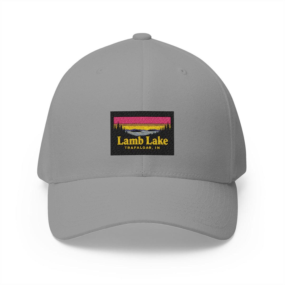 Lamb Lake Embroidered Cap — Scenic Lake Sunset Hat
