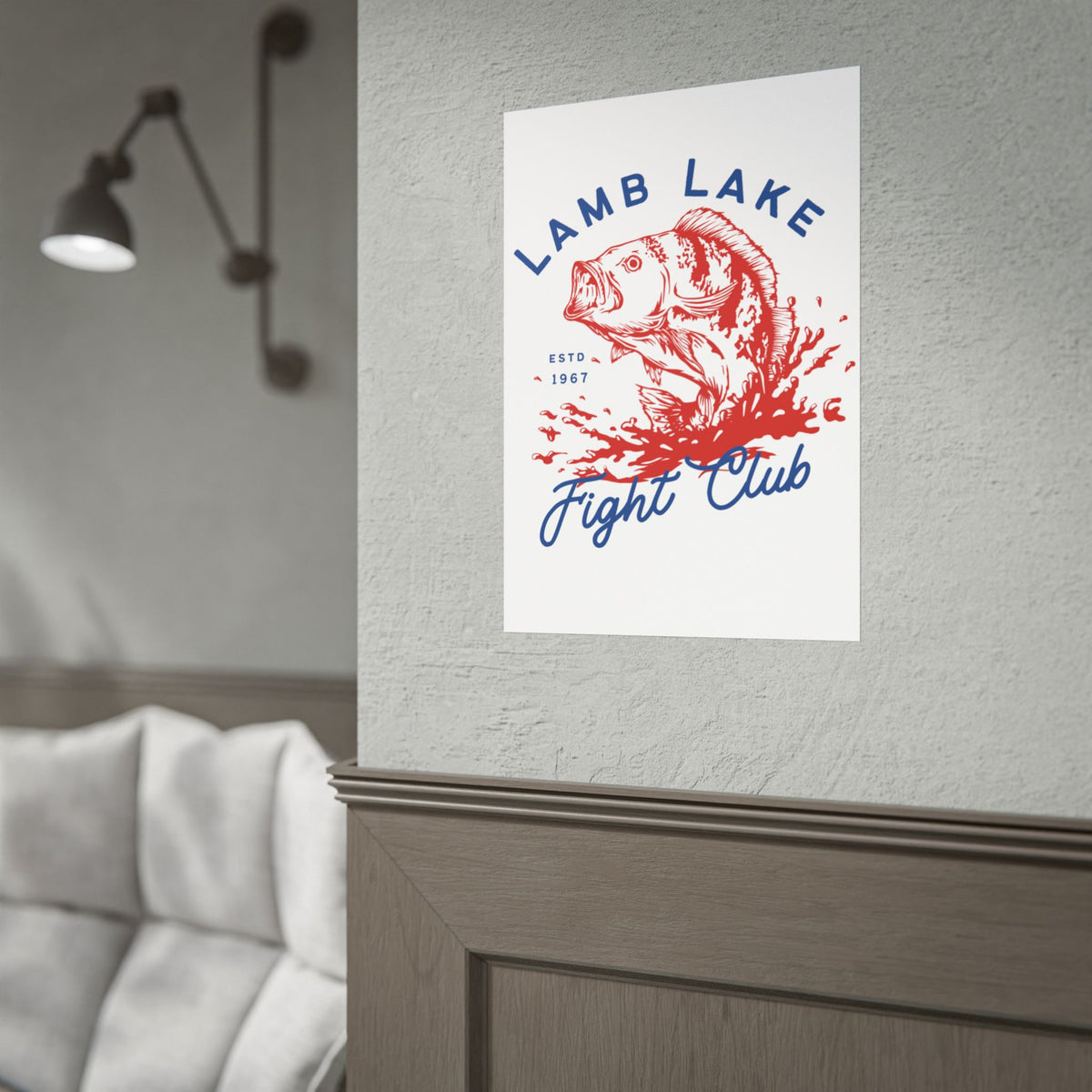 Rolled Poster — Lamb Lake Fight Club Vintage Bass Fishing Art Print