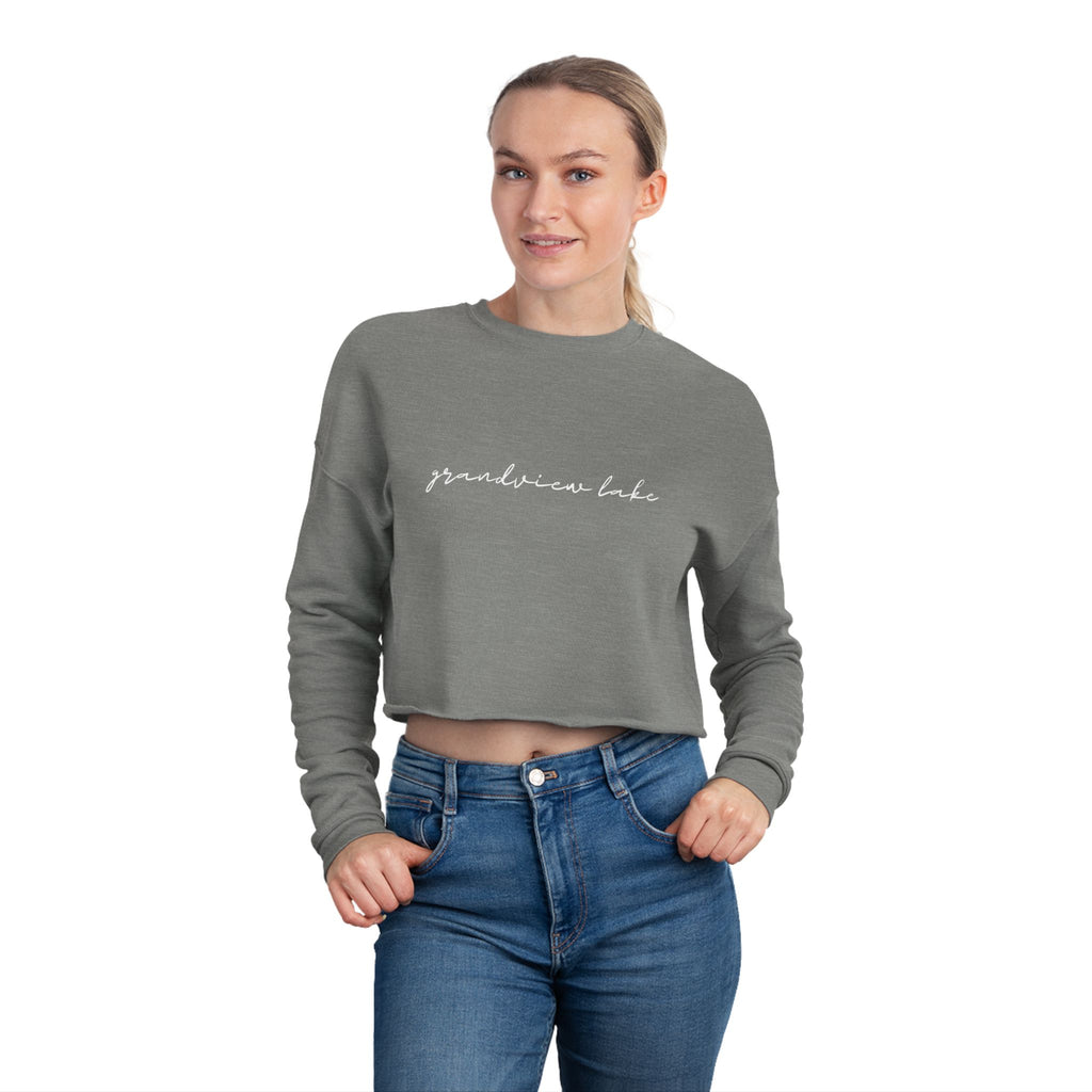 Cropped Hem Sweatshirt — 'grandview lake' Script Logo, Cozy Casual Pullover