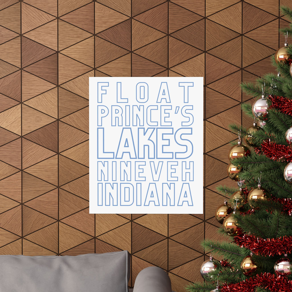 Poster — Float Prince’s Lakes, Nineveh Indiana (Minimal Blue Typography)