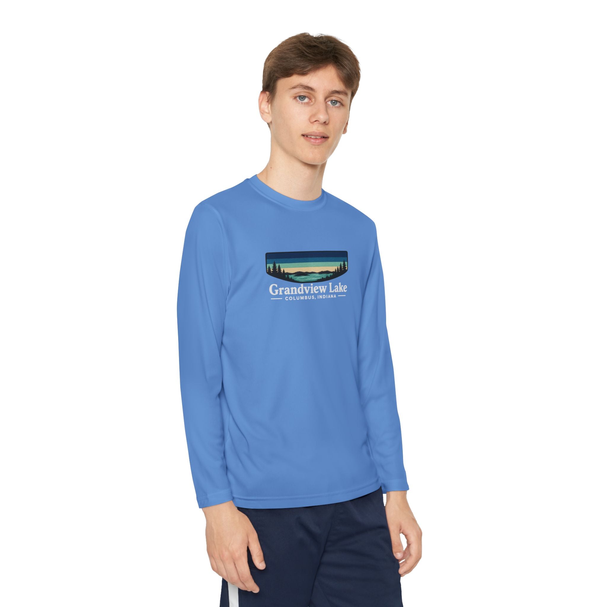 Youth Long Sleeve Tee — Grandview Lake Retro Lakeside Nature Design