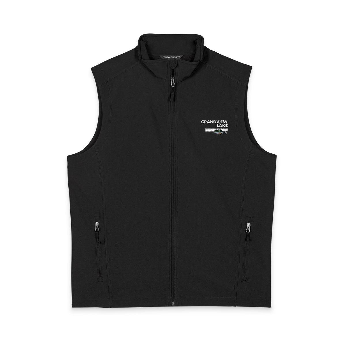 Men's Soft Shell Vest — Grandview Lake Logo Chest