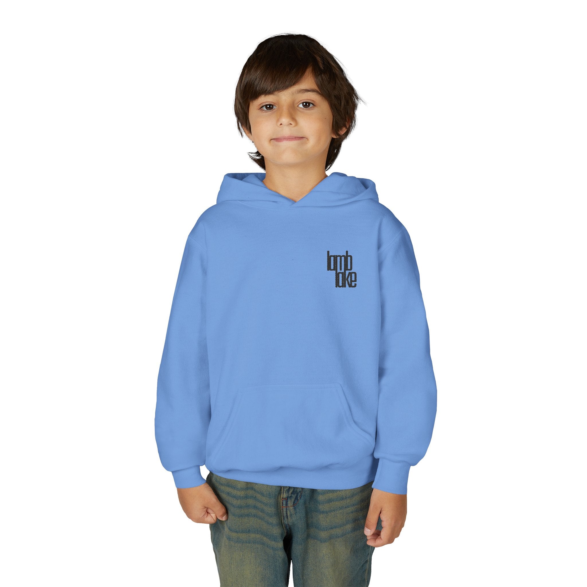 Youth Hoodie — Minimal 'lamb lake' Chest Logo Streetwear