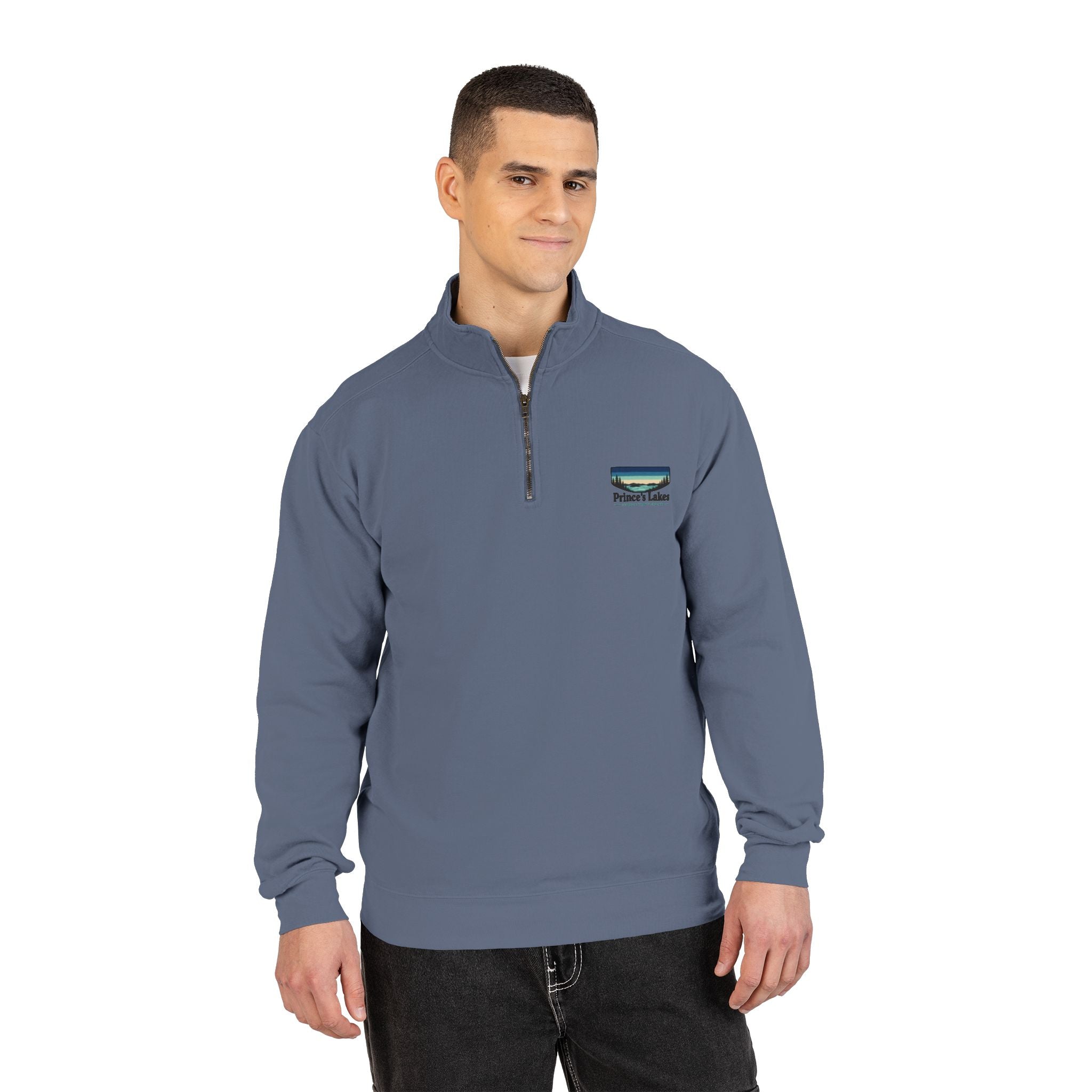 Quarter-Zip Sweatshirt — Pleasant Lake Retro Sunset Patch