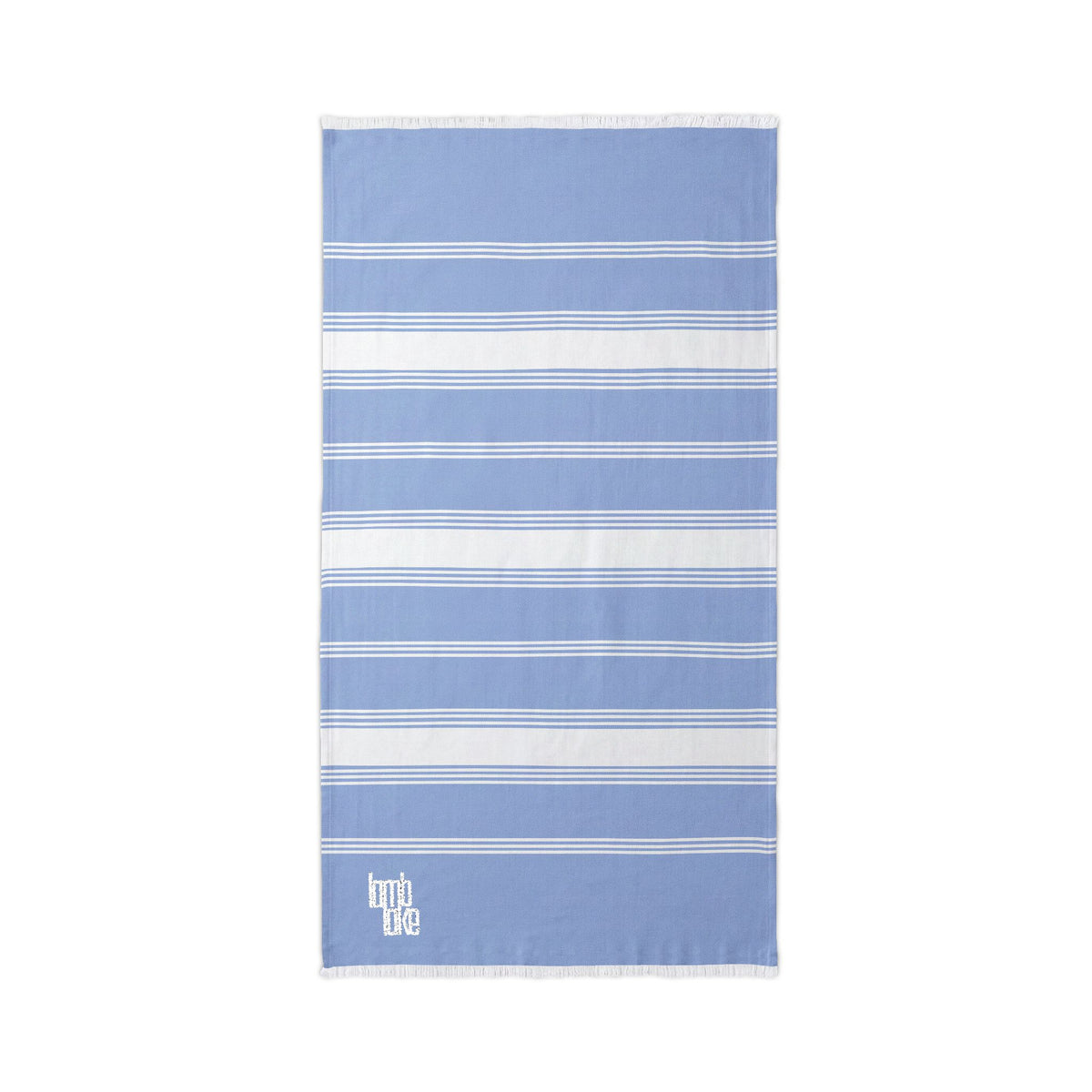 Lamb Lake Striped Embroidered Beach Throw Towel — Lightweight Turkish Fringe Beach Towel