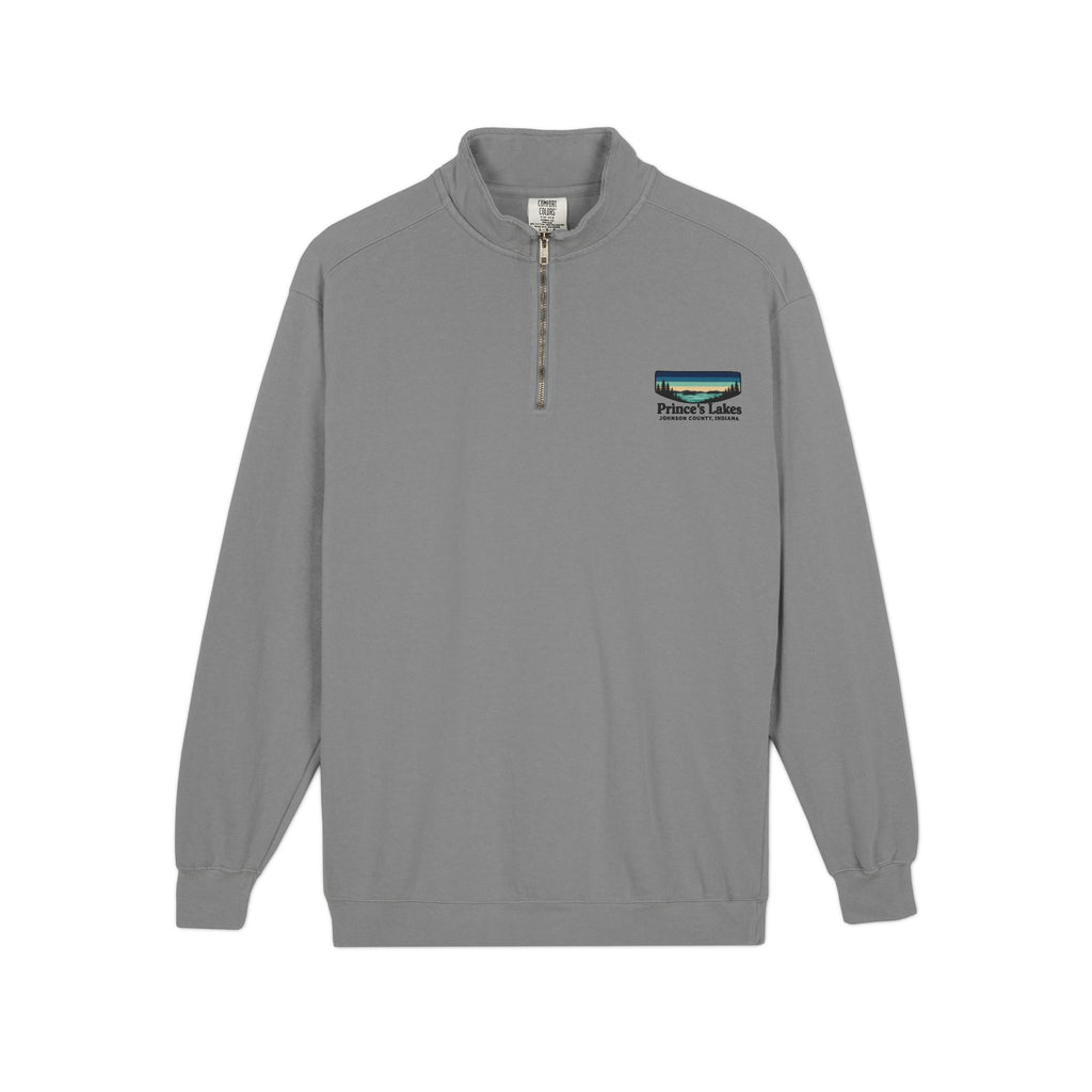 Quarter-Zip Sweatshirt — Pleasant Lake Retro Sunset Patch