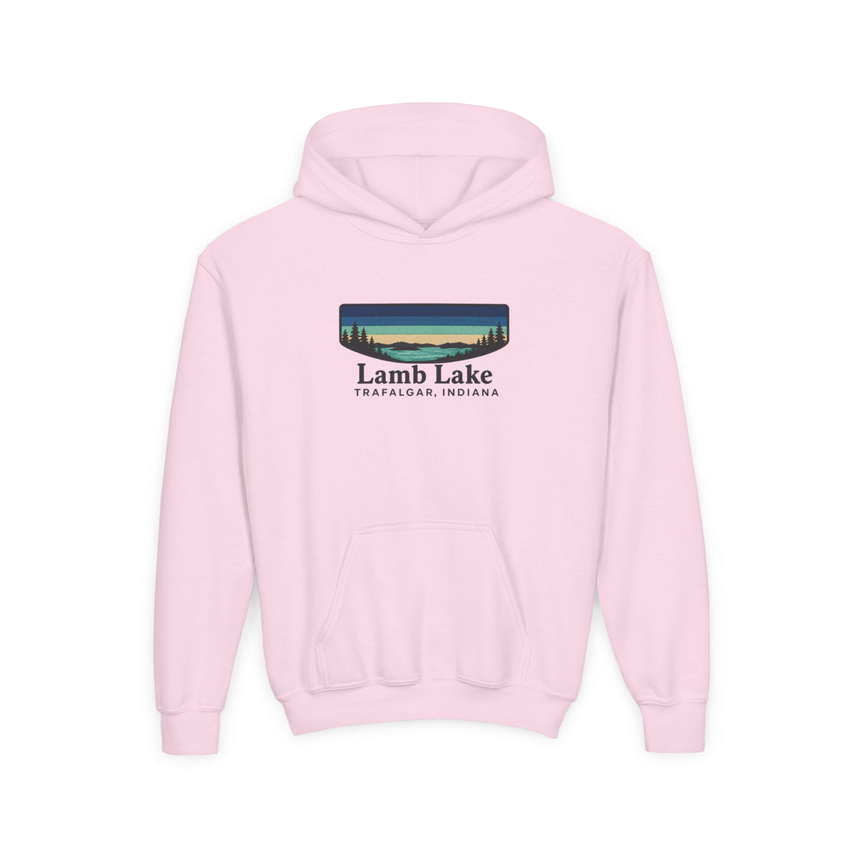 Youth Hoodie — Lamb Lake Indiana Retro Lake Graphic