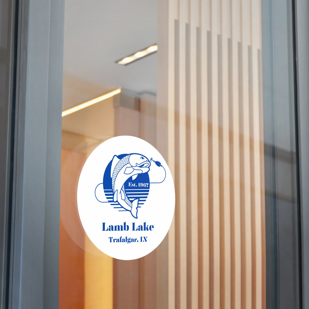 Lamb Lake Fishing Round Vinyl Sticker