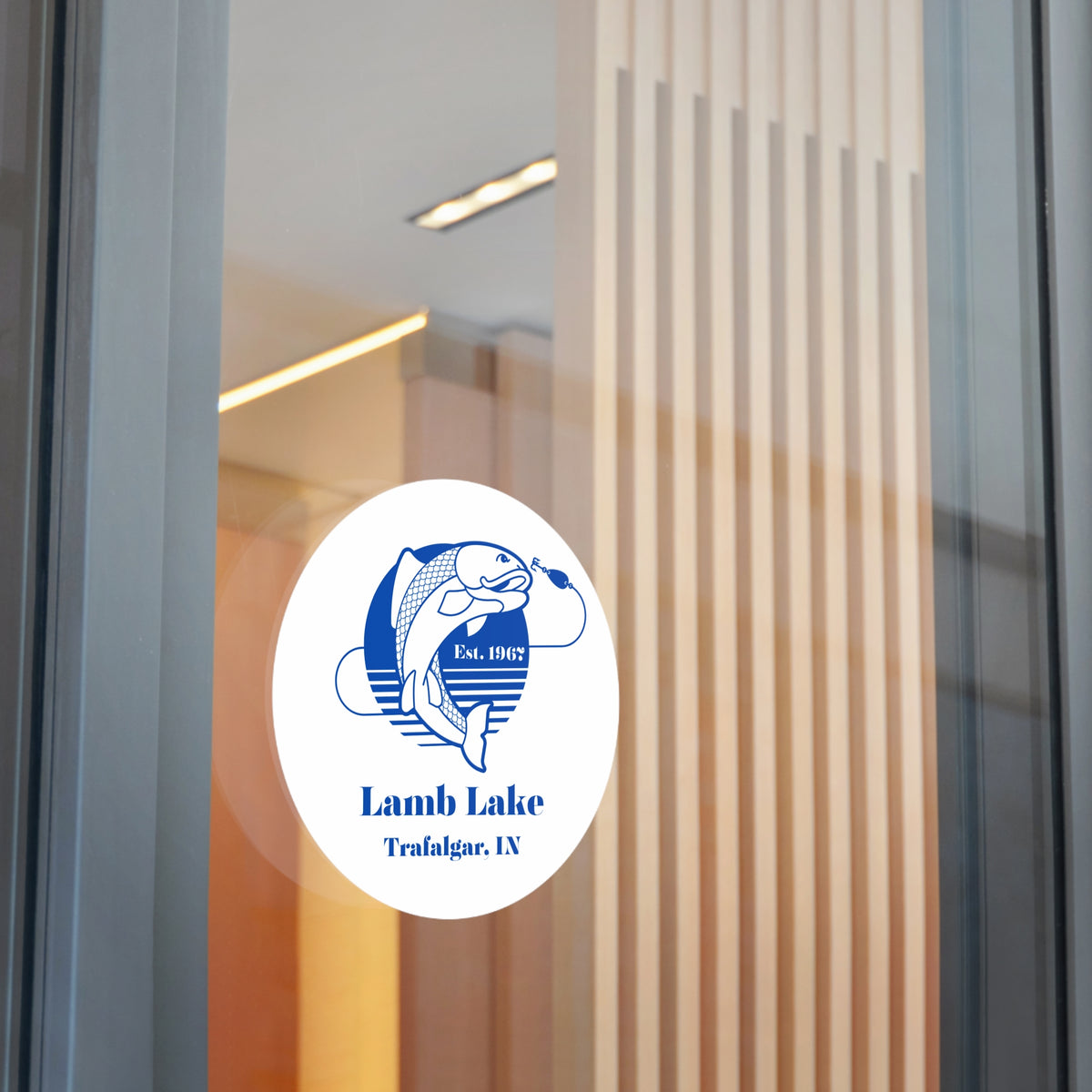 Lamb Lake Fishing Round Vinyl Sticker