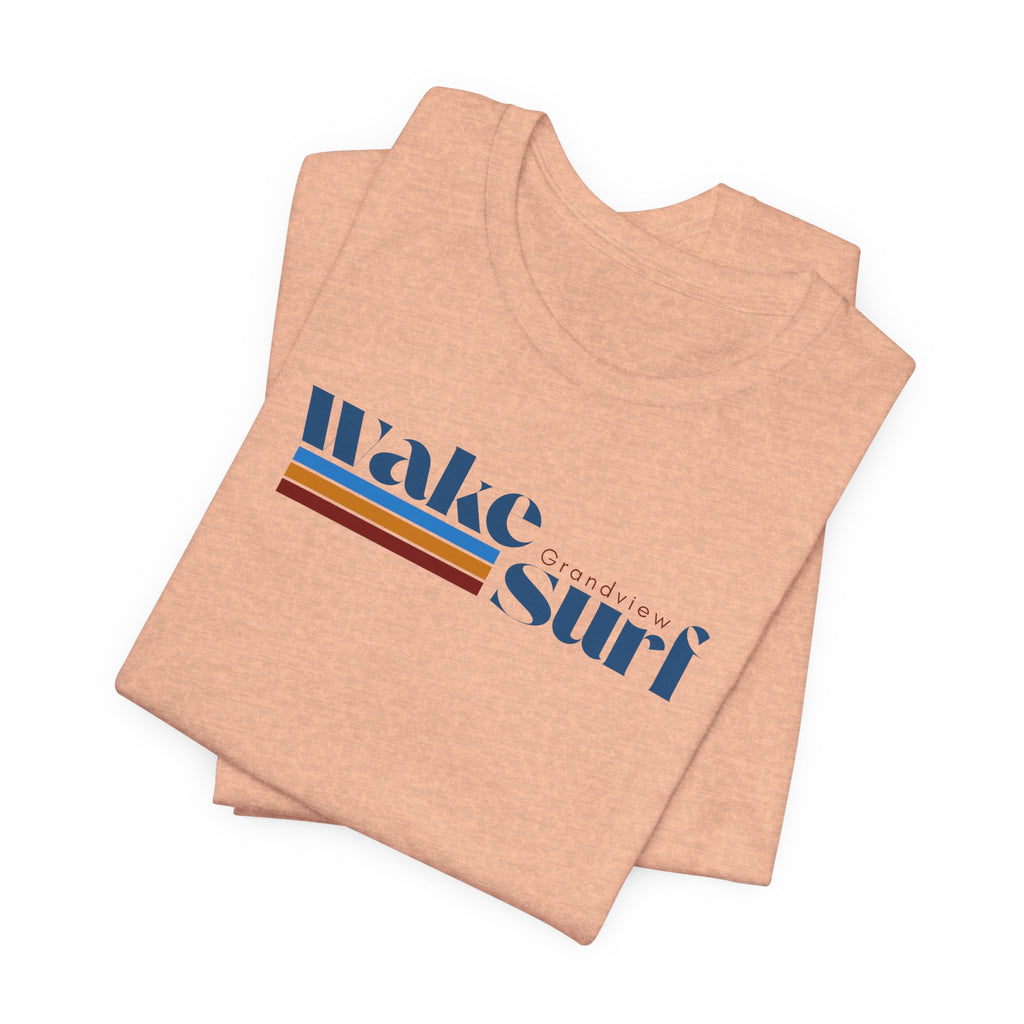 Wake Surf Grandview Stripe Tee — Retro Surfing Graphic T-Shirt
