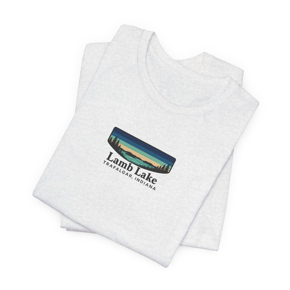 Lamb Lake Landscape Tee — Retro Mountain Lake Graphic T-Shirt
