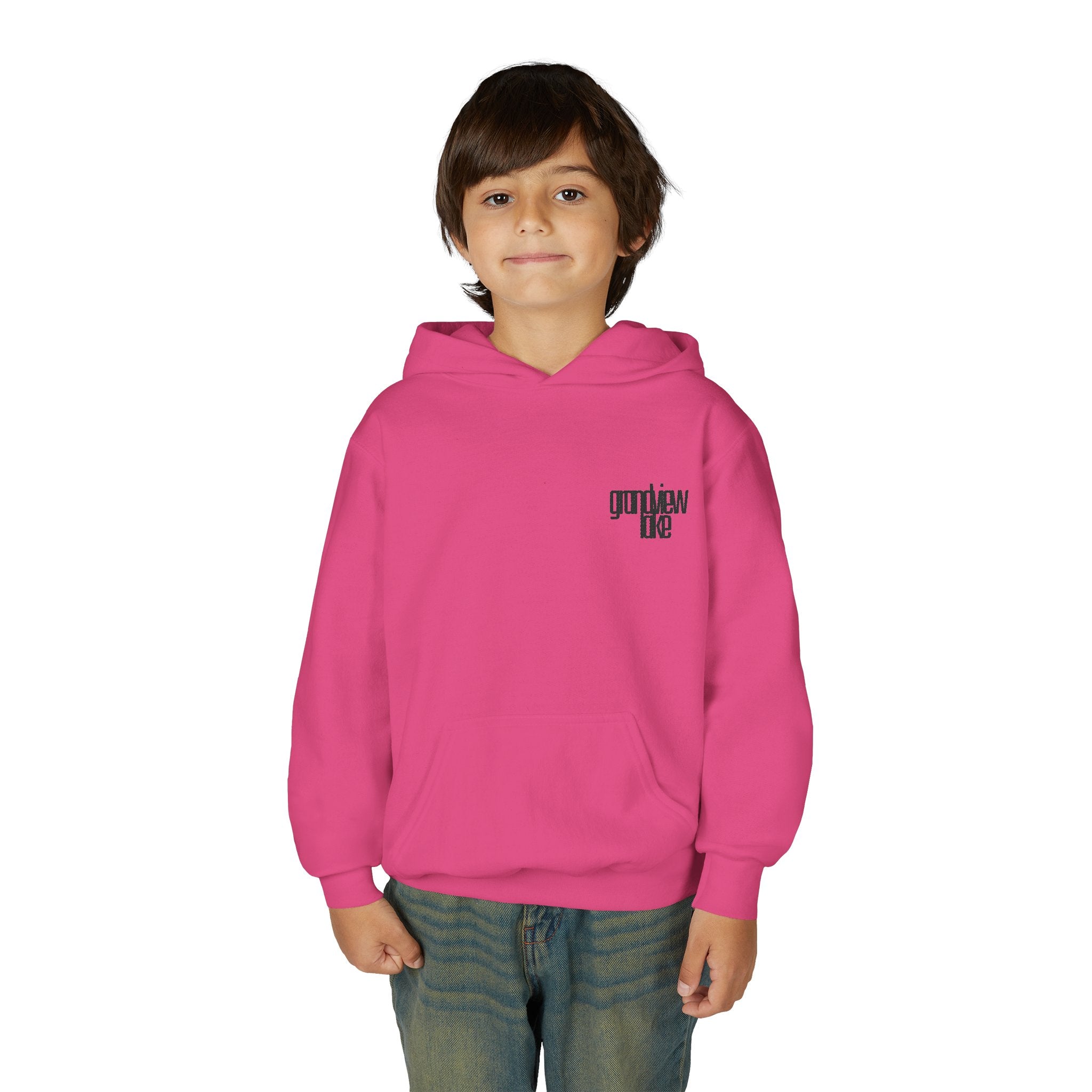 Youth Hoodie — Minimal 'grandview lake' Chest Logo Streetwear
