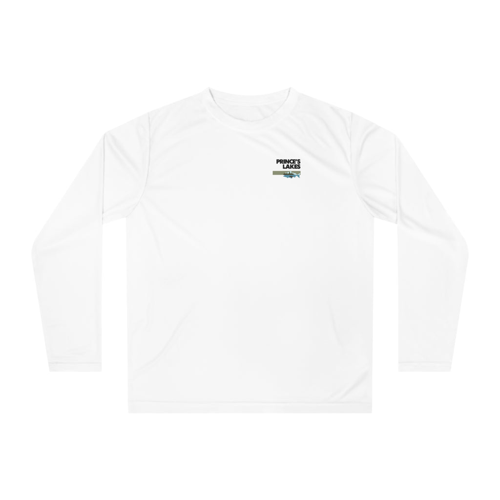 Performance Long Sleeve Shirt — Fish Princes Lakes Logo Chest Print