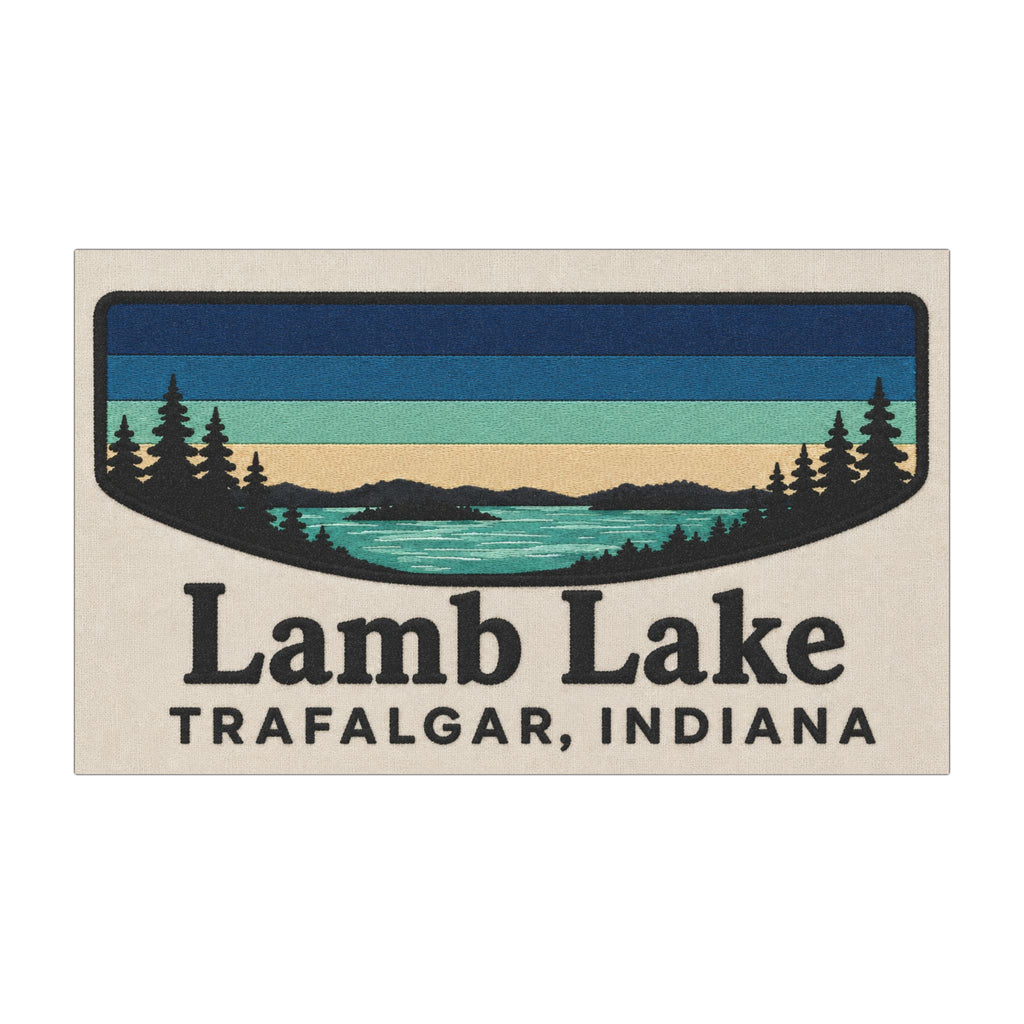 Lamb Lake Car Magnet — Trafalgar, Indiana Retro Lake Design