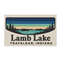Lamb Lake Car Magnet — Trafalgar, Indiana Retro Lake Design