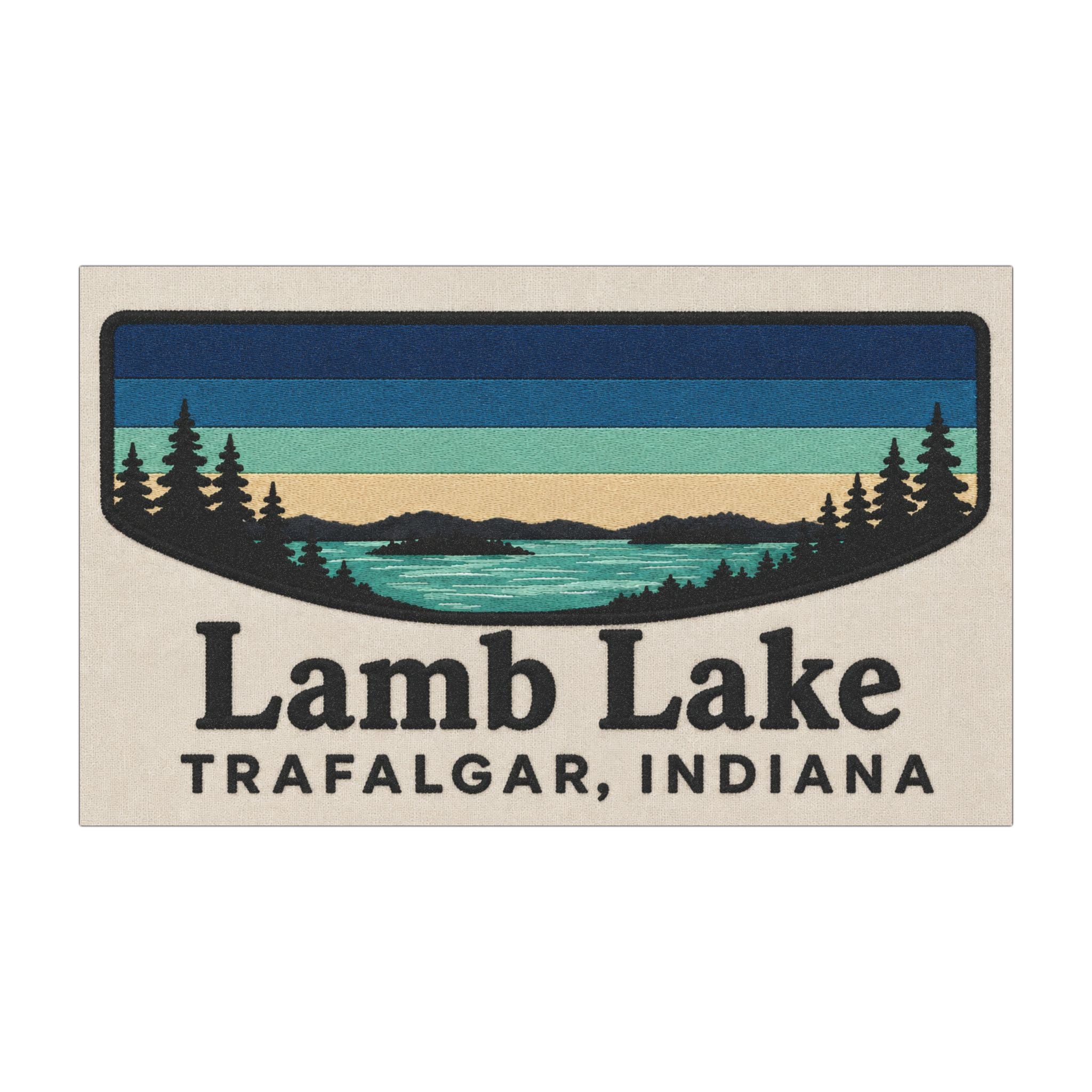 Lamb Lake Car Magnet — Trafalgar, Indiana Retro Lake Design