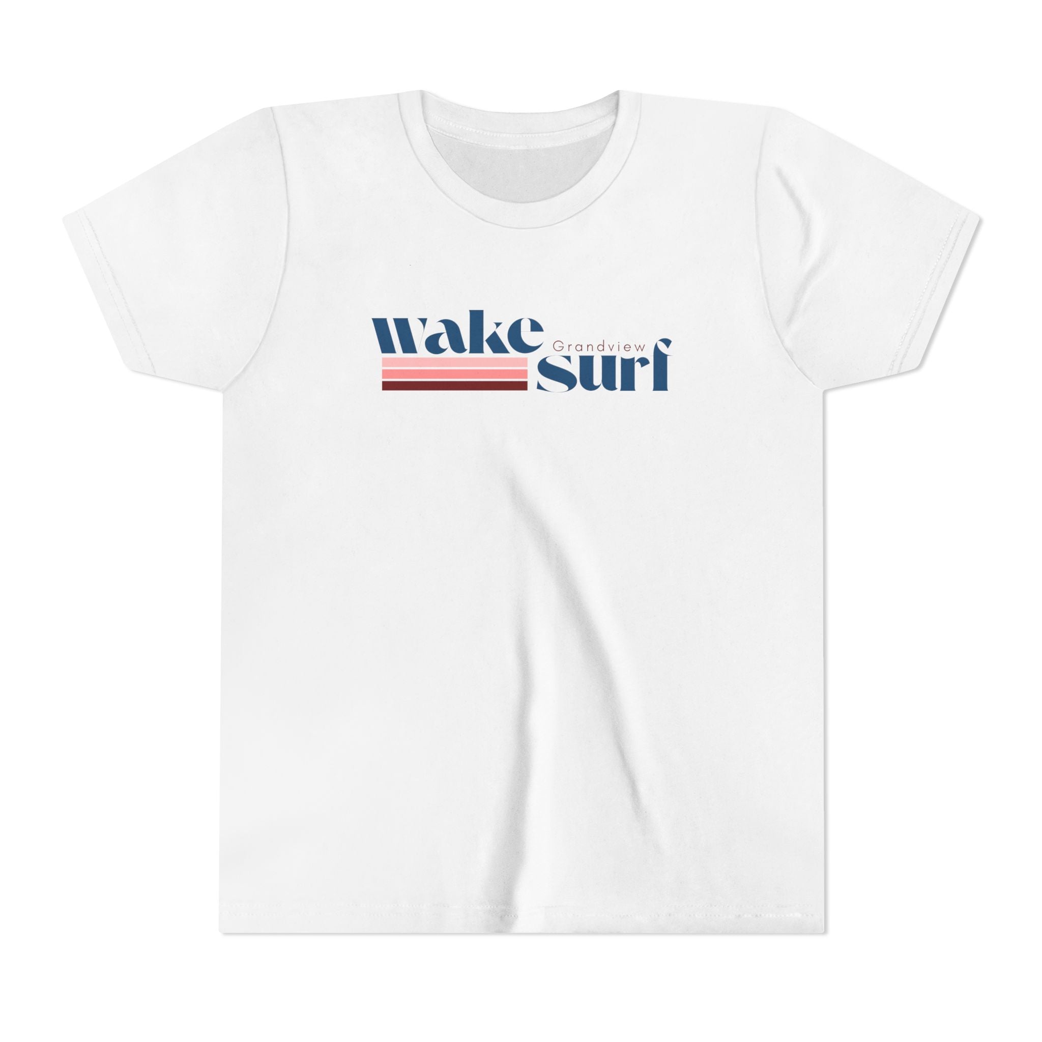 Youth Tee - "Wake Surf Grandview" Retro Striped Kids Surf T‑Shirt