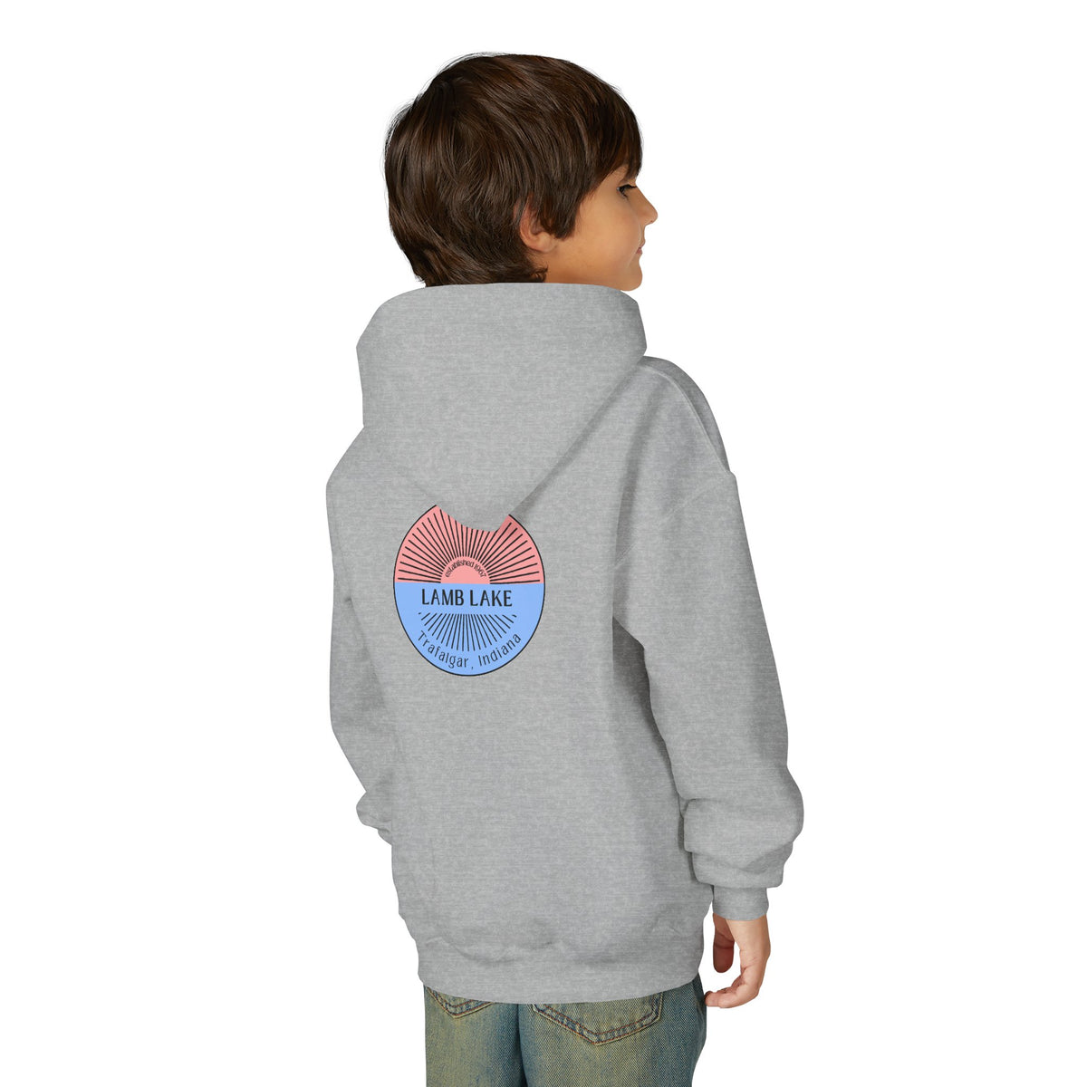 Youth Hoodie - Lamb Lake Retro Sunrise Logo Pullover