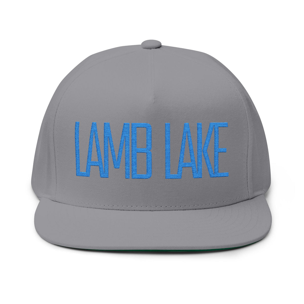 Flat Bill Cap — Minimal Embroidered "LAMB LAKE" Logo Snapback