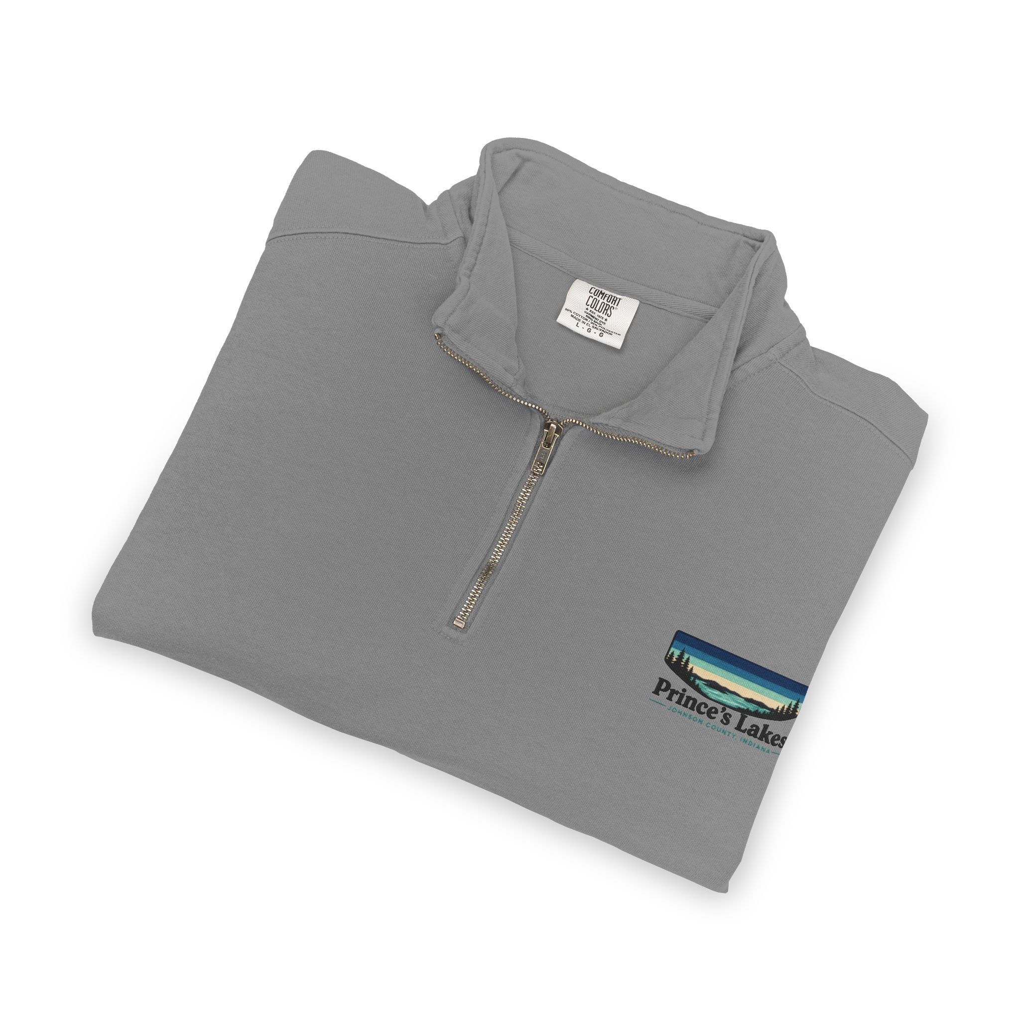 Quarter-Zip Sweatshirt — Pleasant Lake Retro Sunset Patch