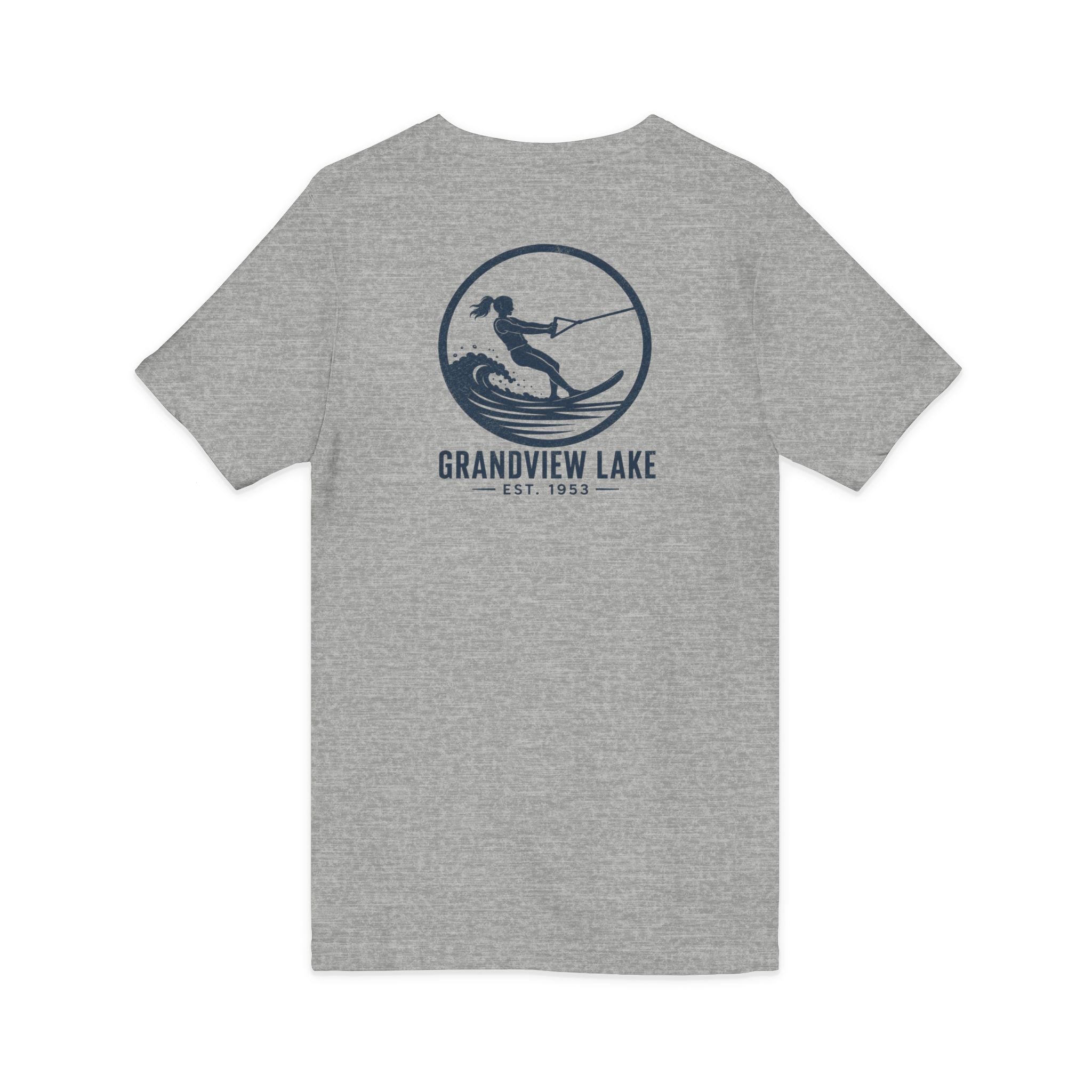 Lake Waterski V-Neck Tee — Grandview Lake Est. 1953