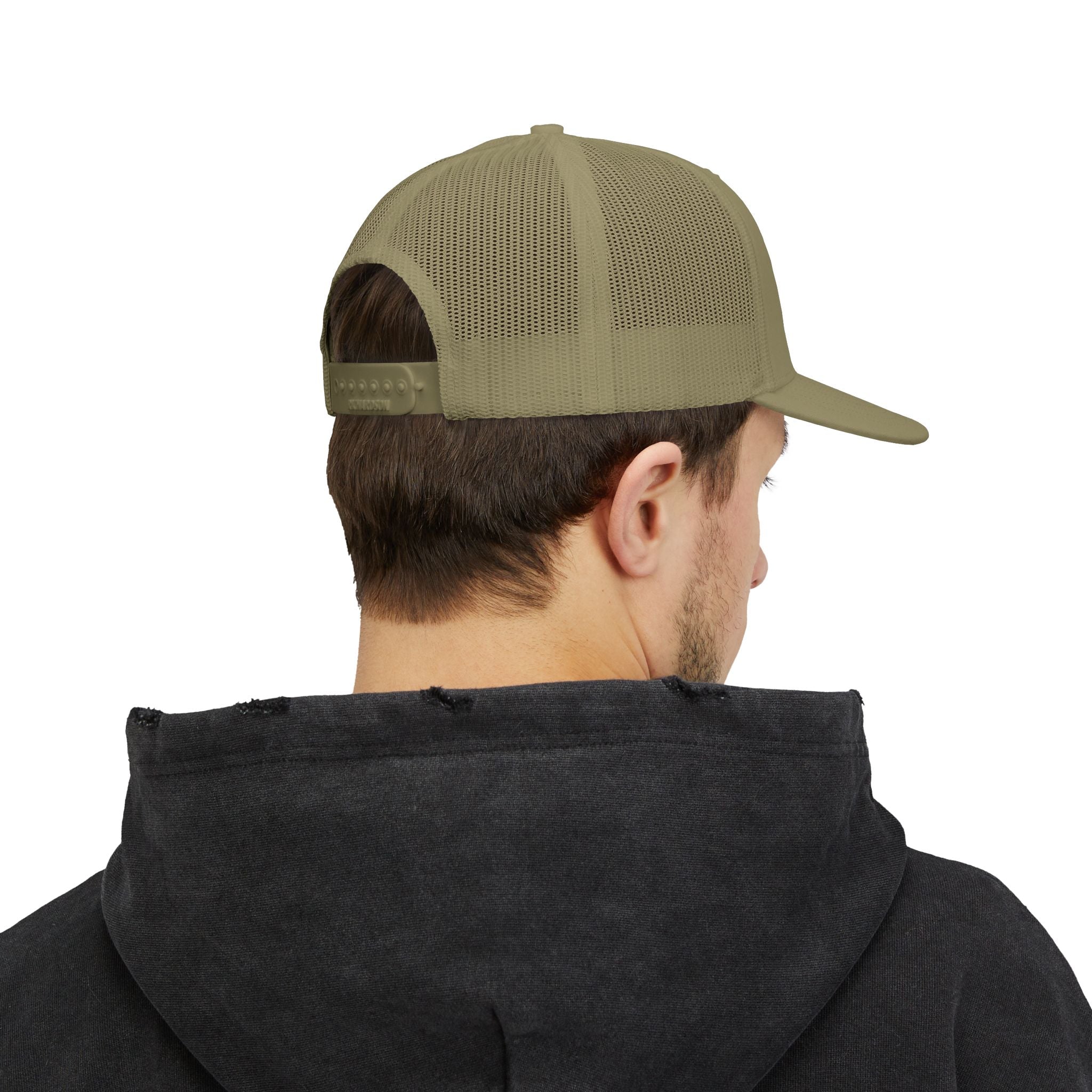Grandview Lake Trucker Hat — Vintage White Mesh Snapback Cap