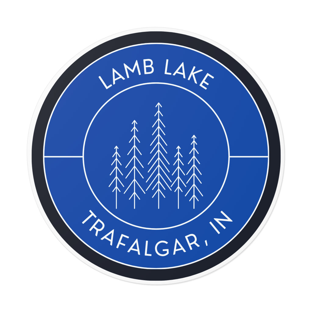 Lamb Lake Round Vinyl Sticker — Forest Emblem