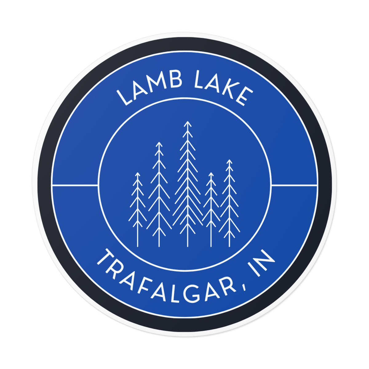 Lamb Lake Round Vinyl Sticker — Forest Emblem