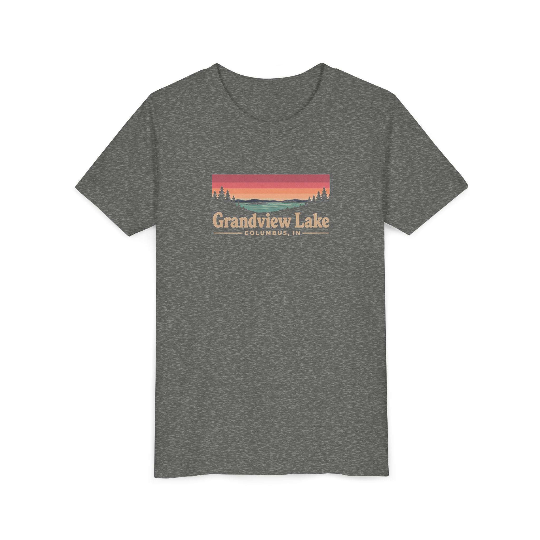 Youth Tee — Grandview Lake Retro Sunset Graphic
