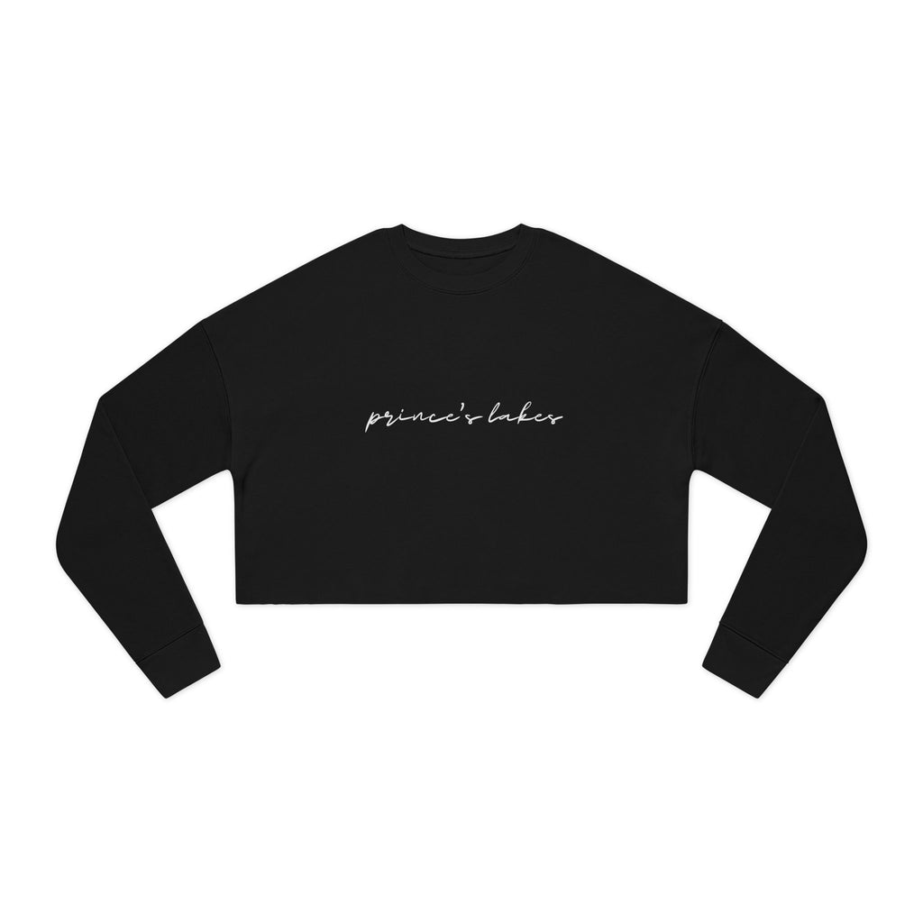 Cropped Hem Sweatshirt — 'prince's lakes' Script Logo, Cozy Casual Pullover