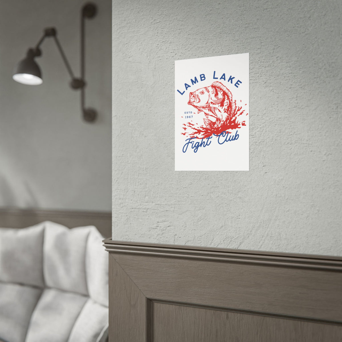Rolled Poster — Lamb Lake Fight Club Vintage Bass Fishing Art Print