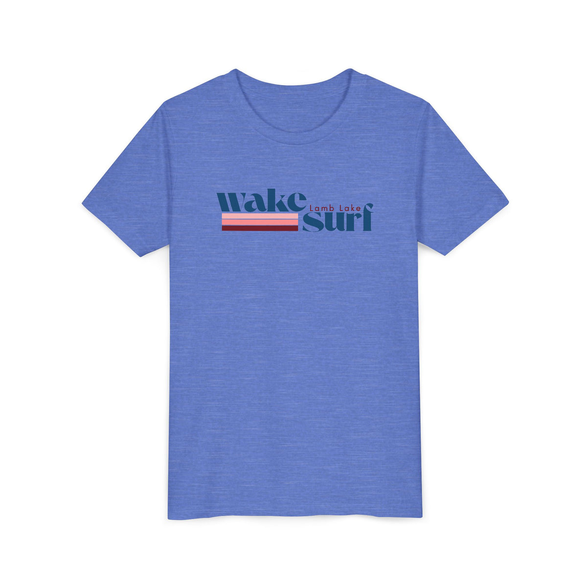 Youth Tee - "Wake Surf Lamb Lake" Retro Striped Kids Surf T‑Shirt