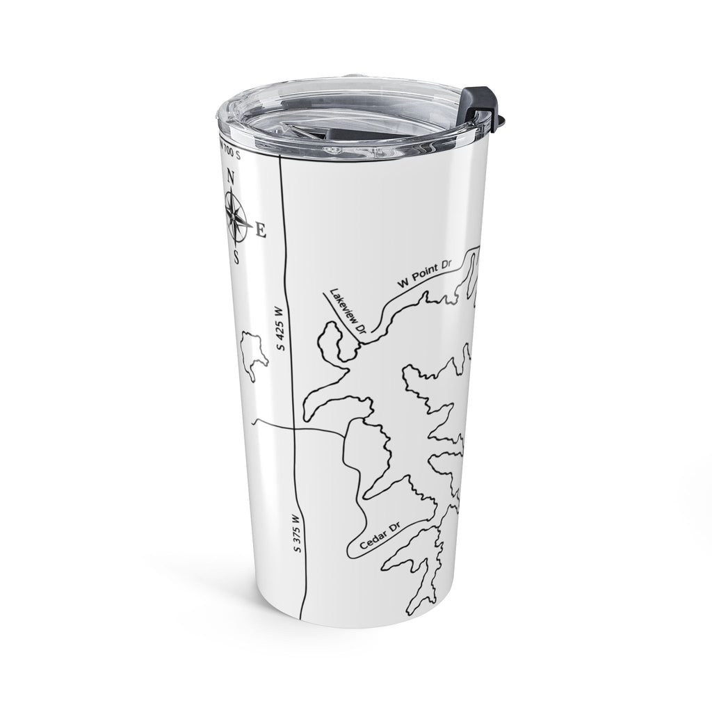 20oz Lake Map Tumbler — Personalized Travel Mug