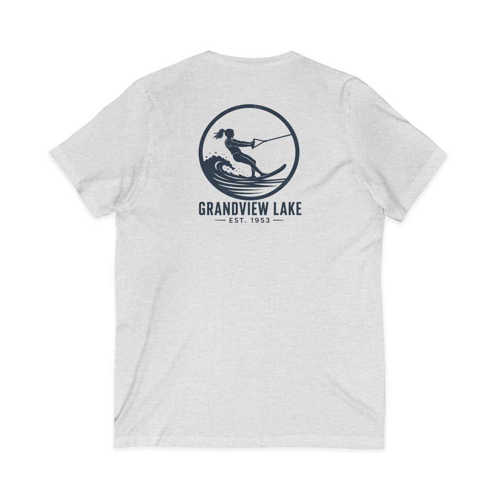 Lake Waterski V-Neck Tee — Grandview Lake Est. 1953