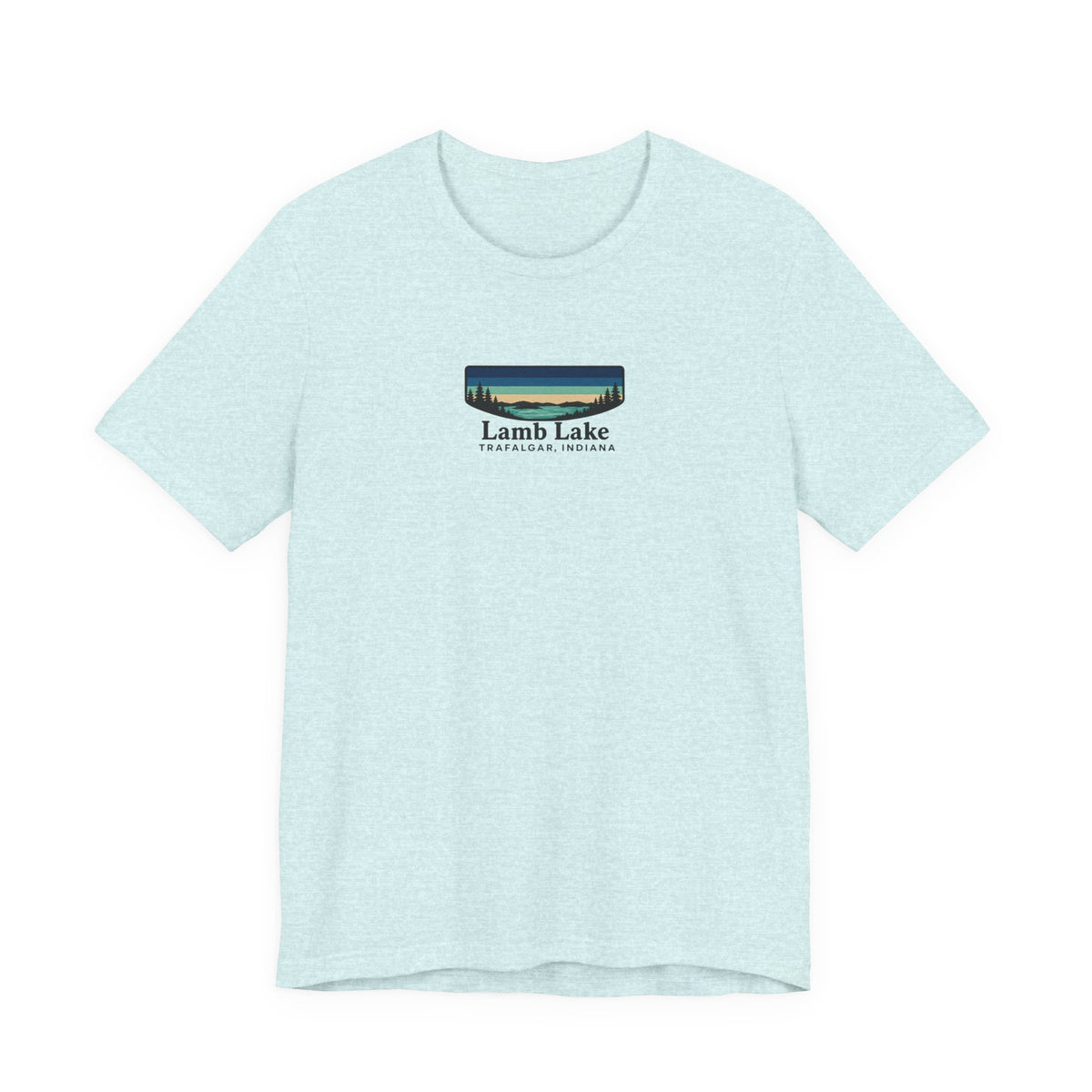 Lamb Lake Landscape Tee — Retro Mountain Lake Graphic T-Shirt