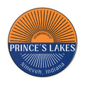 Prince’s Lakes Sunset Round Vinyl Sticker — Nineveh, Indiana Vintage Sunrise Design