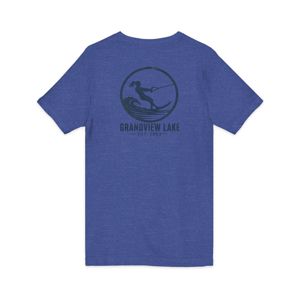 Lake Waterski V-Neck Tee — Grandview Lake Est. 1953