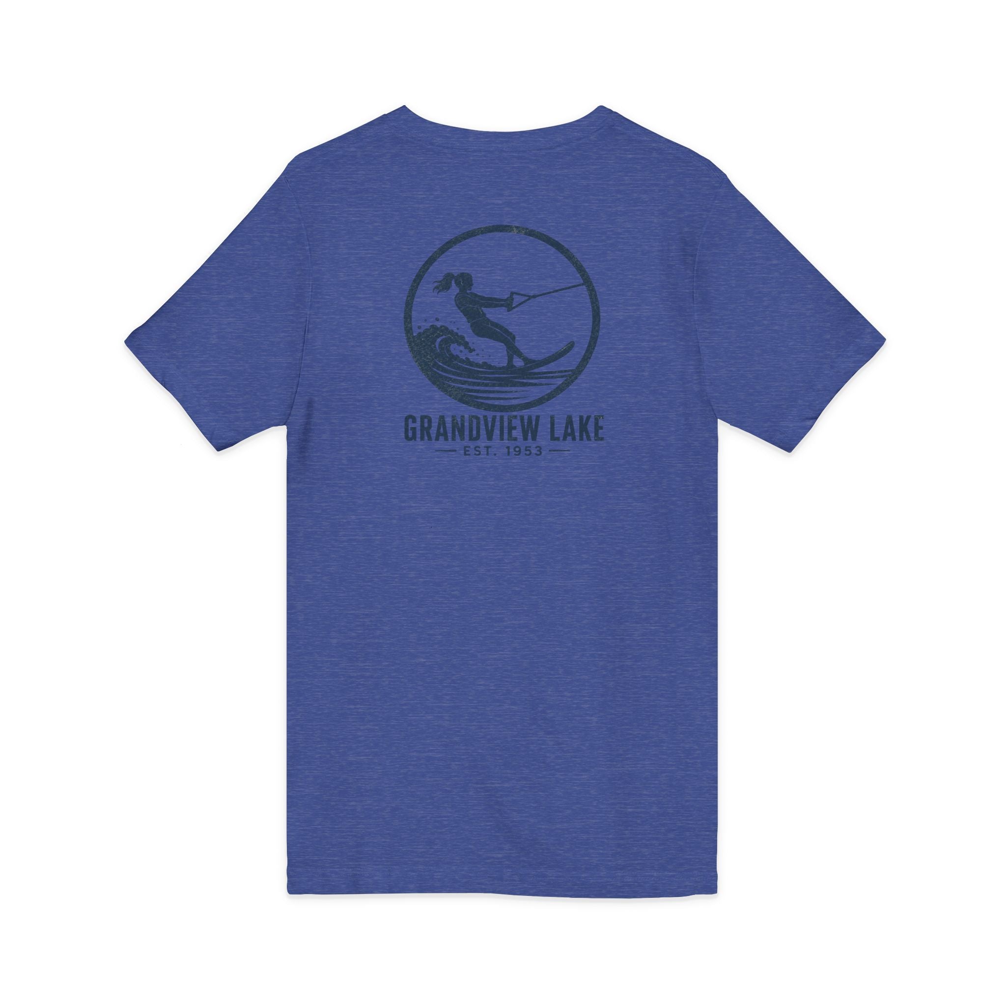 Lake Waterski V-Neck Tee — Grandview Lake Est. 1953