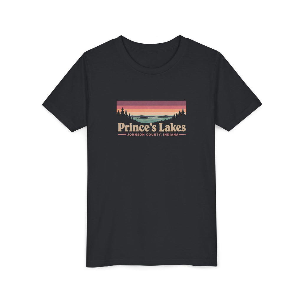 Youth Tee — Prince's Lakes Retro Sunset Graphic