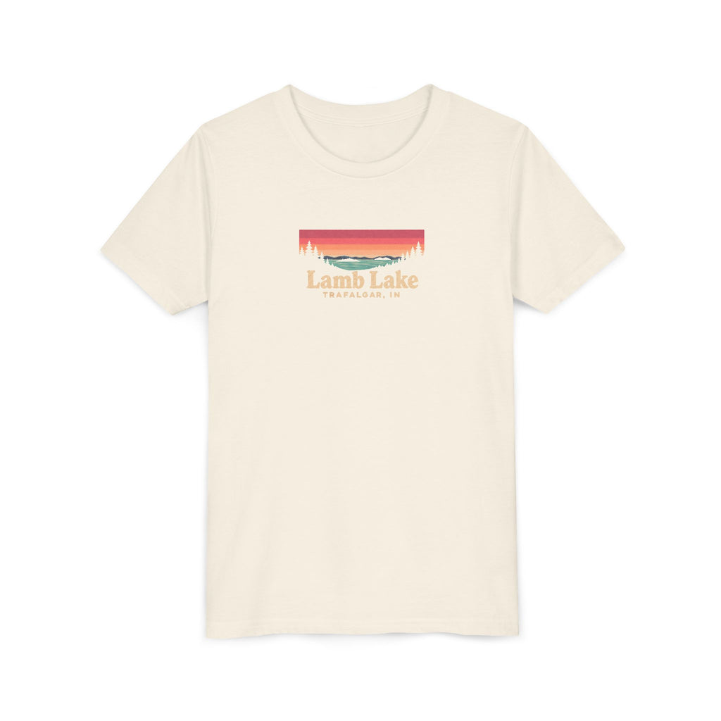 Youth Tee — Lamb Lake Retro Sunset Graphic