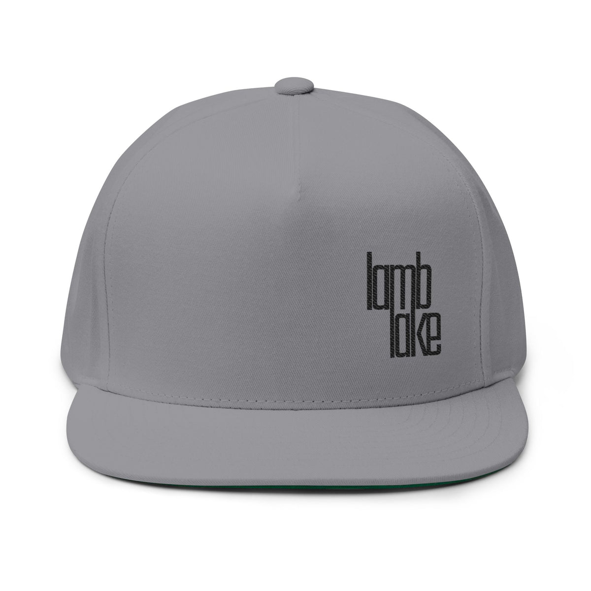 Flat Bill Cap — Minimal Embroidered "lamb lake" Logo Snapback