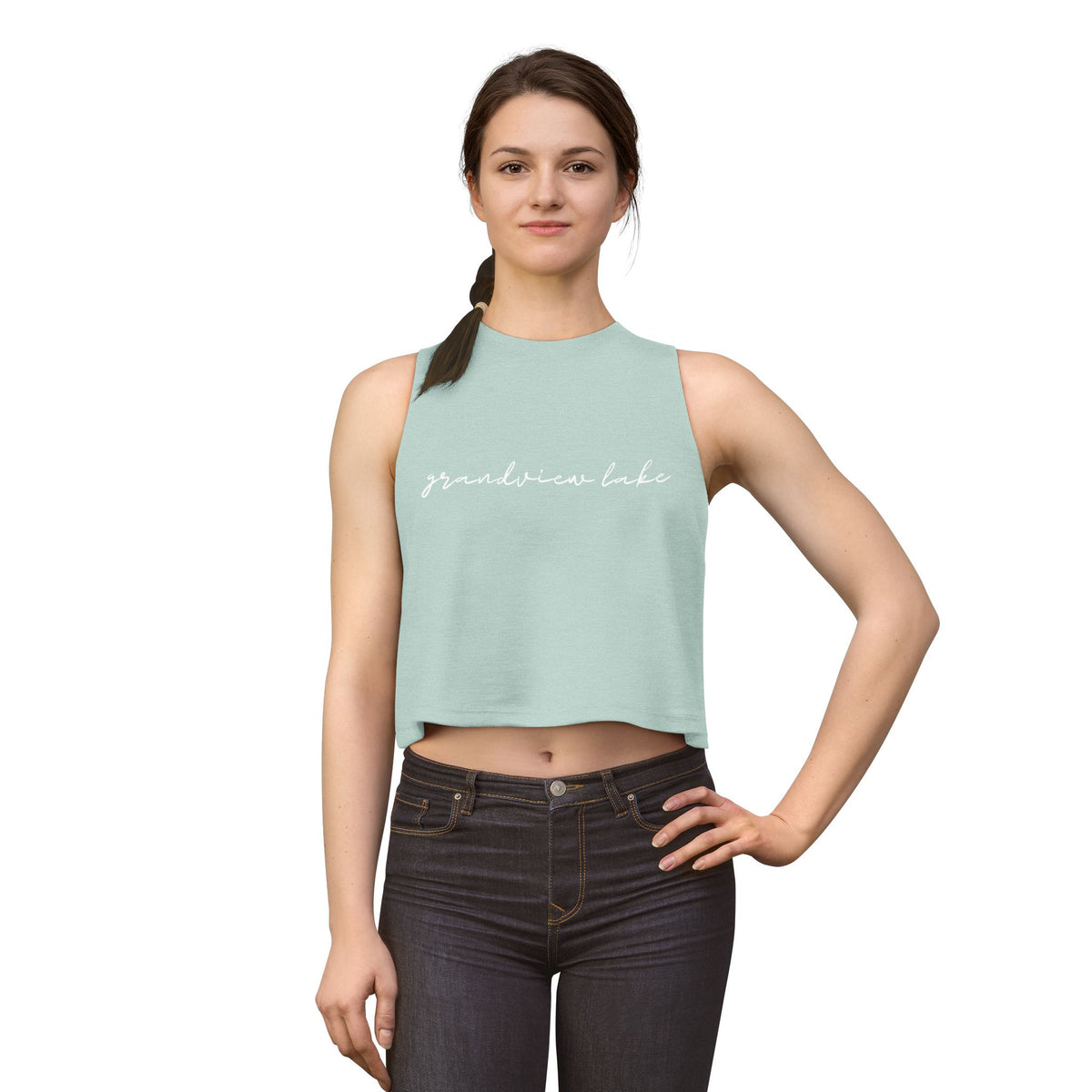 Lake Script Crop Top — 'grandview lake' Women's Casual Summer Tank