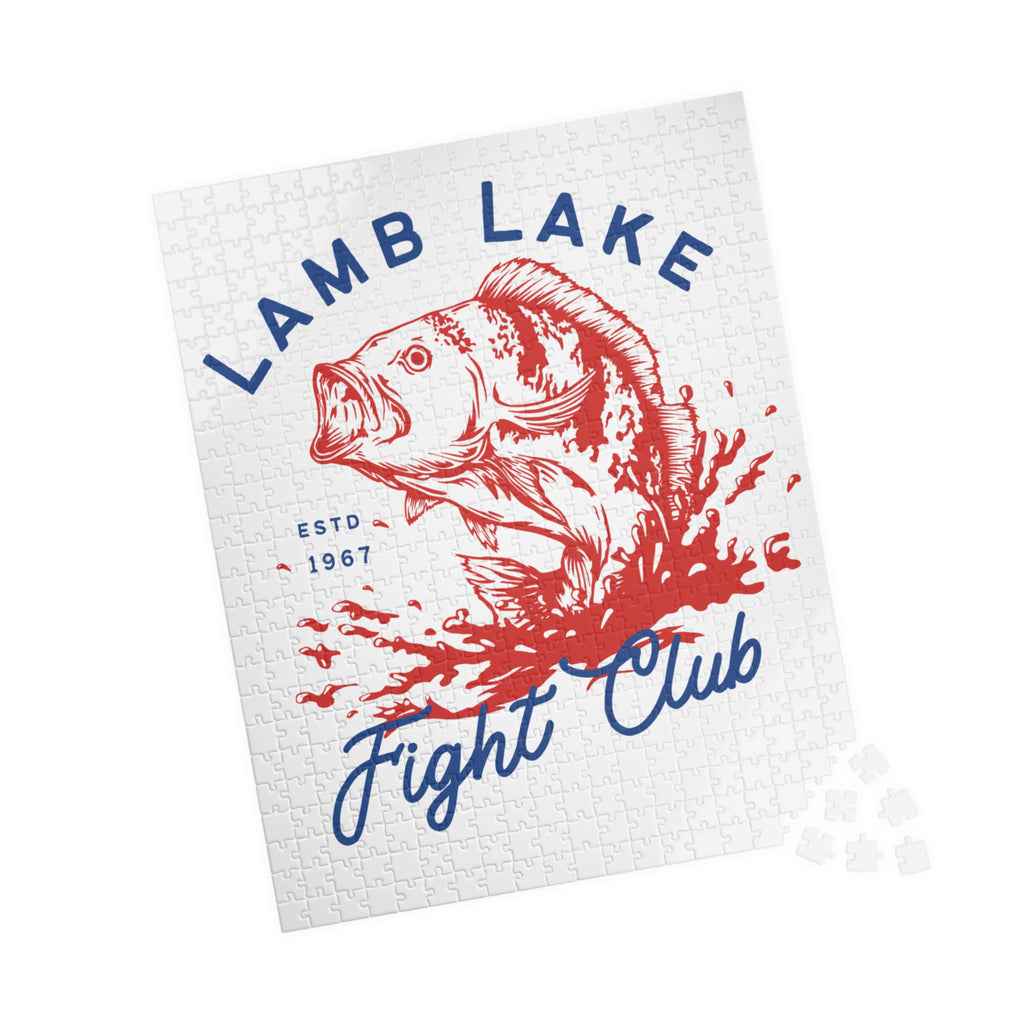 Kids Lamb Lake Fight Club Fishing Puzzle — Vintage Bass Jigsaw (110, 252, 510 pcs)