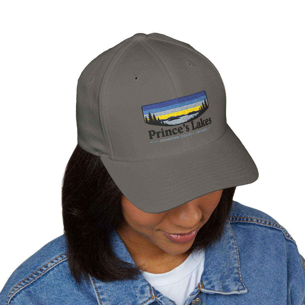 Prince’s Lakes Embroidered Cap — Scenic Lake Sunset Hat