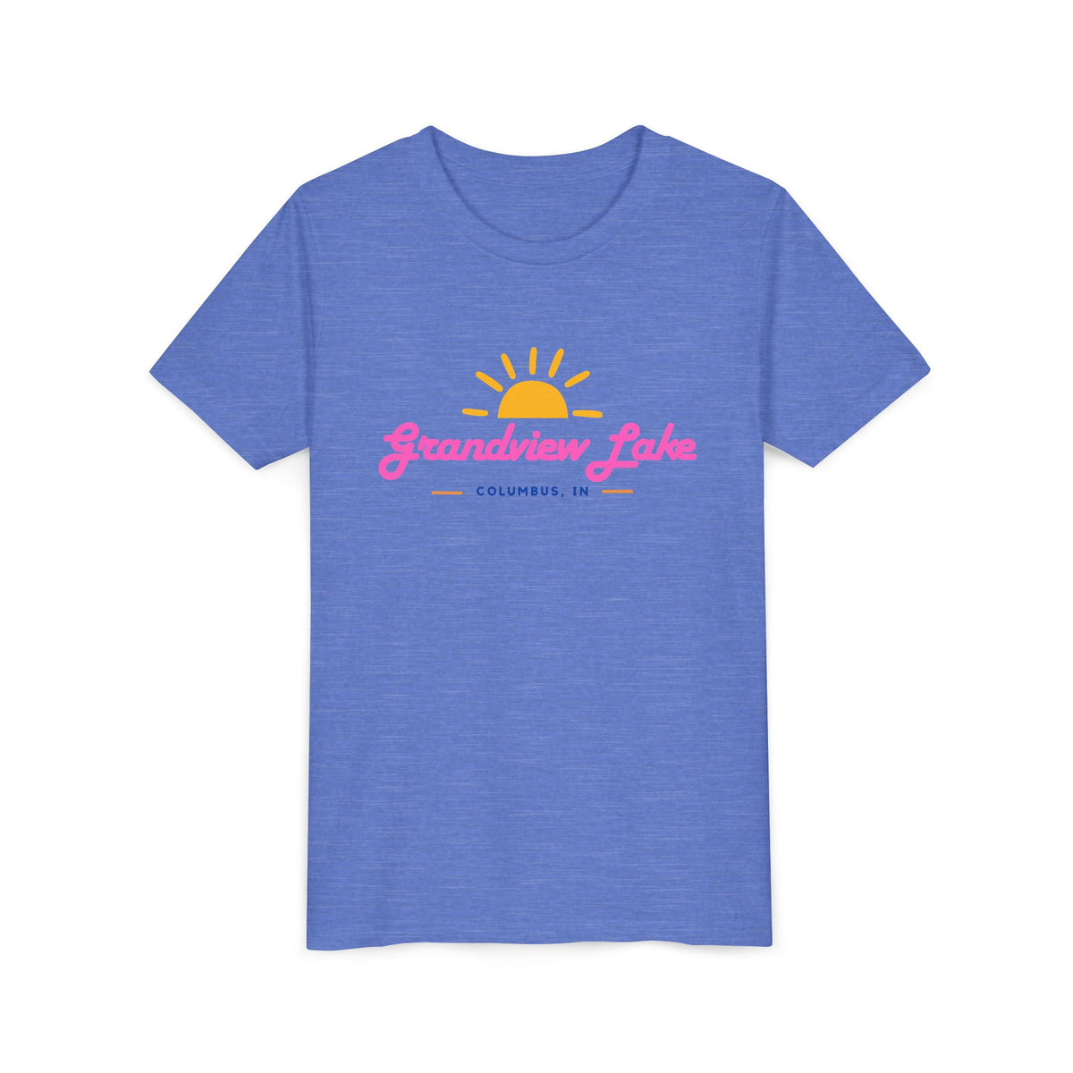 Youth Tee — Grandview Lake Retro Sunset Kids Shirt (Columbus, IN)