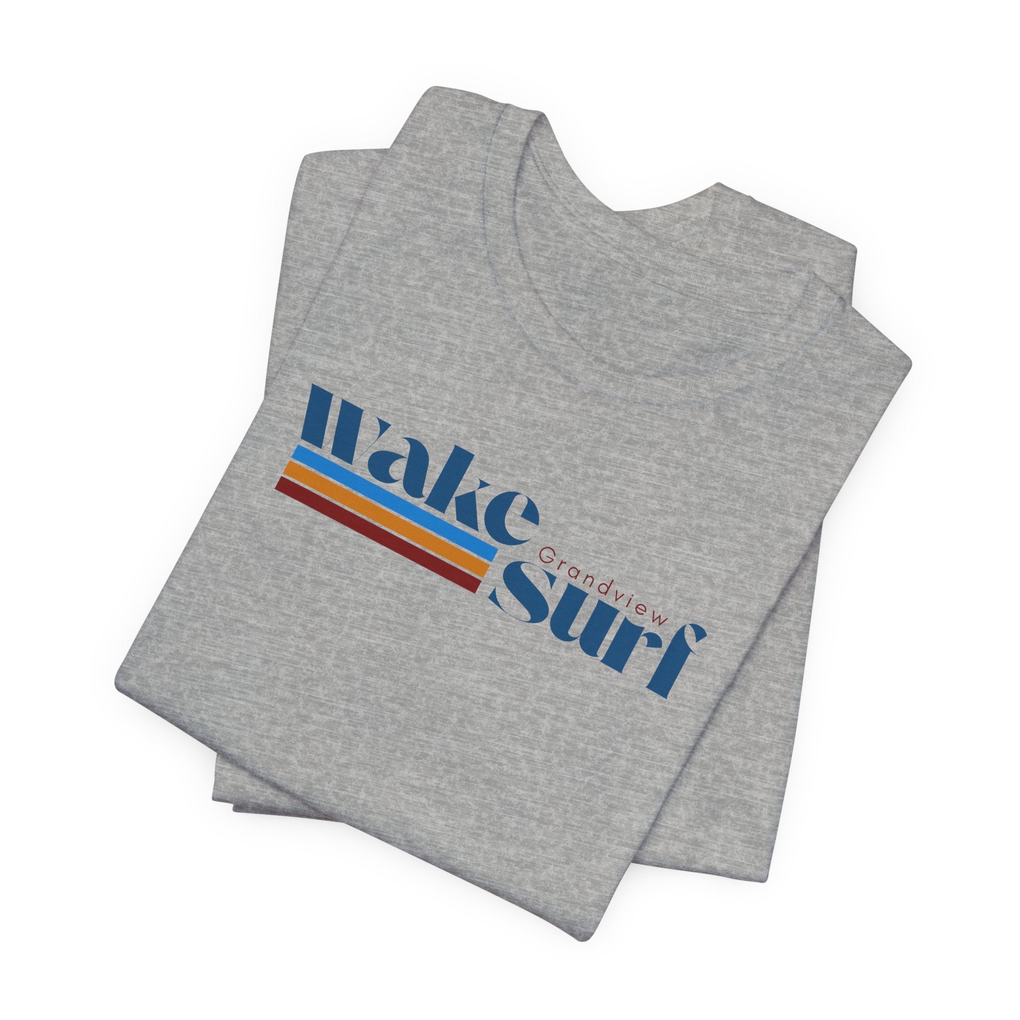 Wake Surf Grandview Stripe Tee — Retro Surfing Graphic T-Shirt