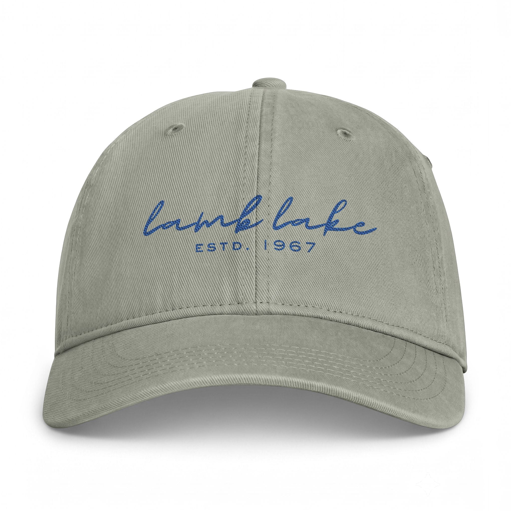Washed Coastal Cap — "Lamb Lake" Embroidered Lake Hat