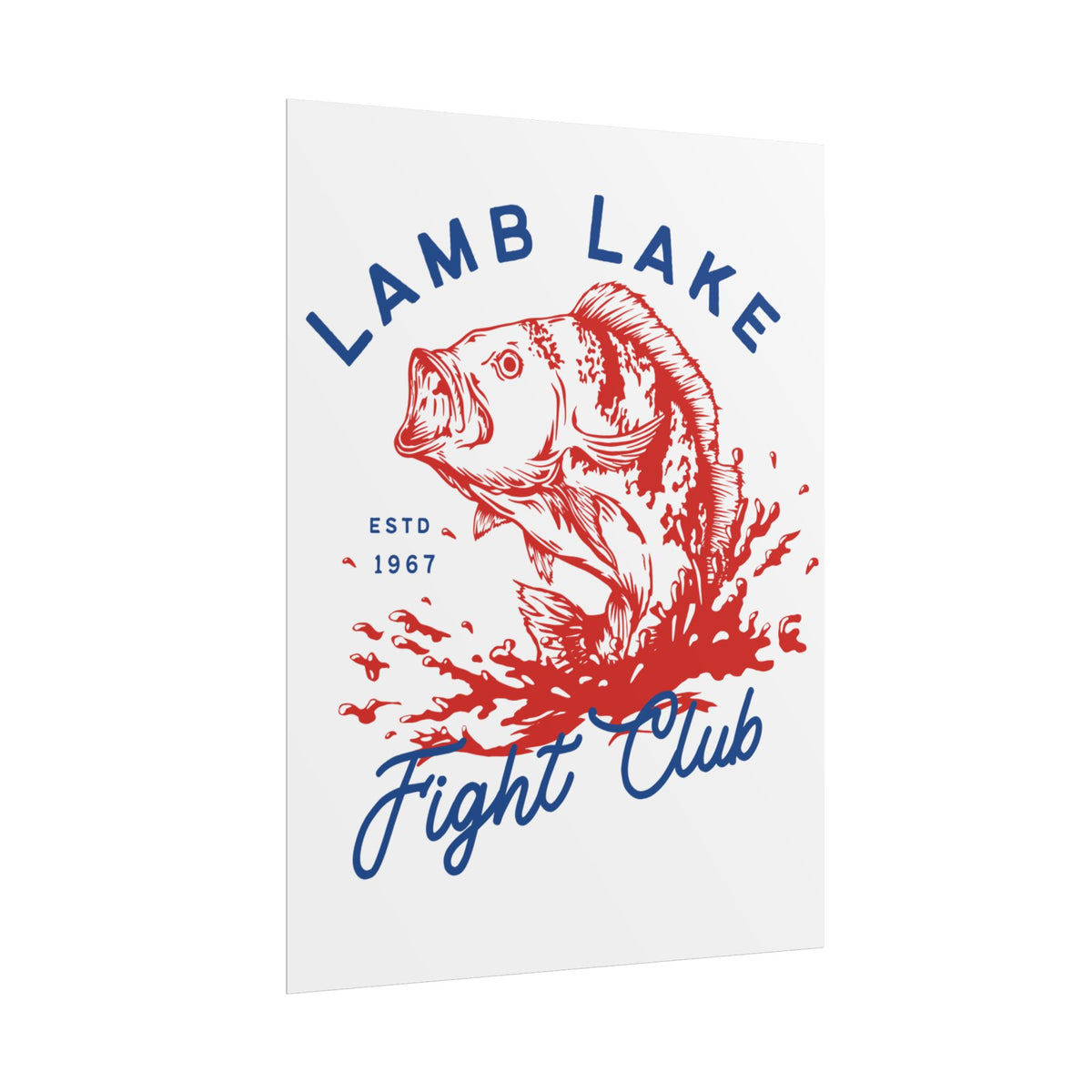 Rolled Poster — Lamb Lake Fight Club Vintage Bass Fishing Art Print