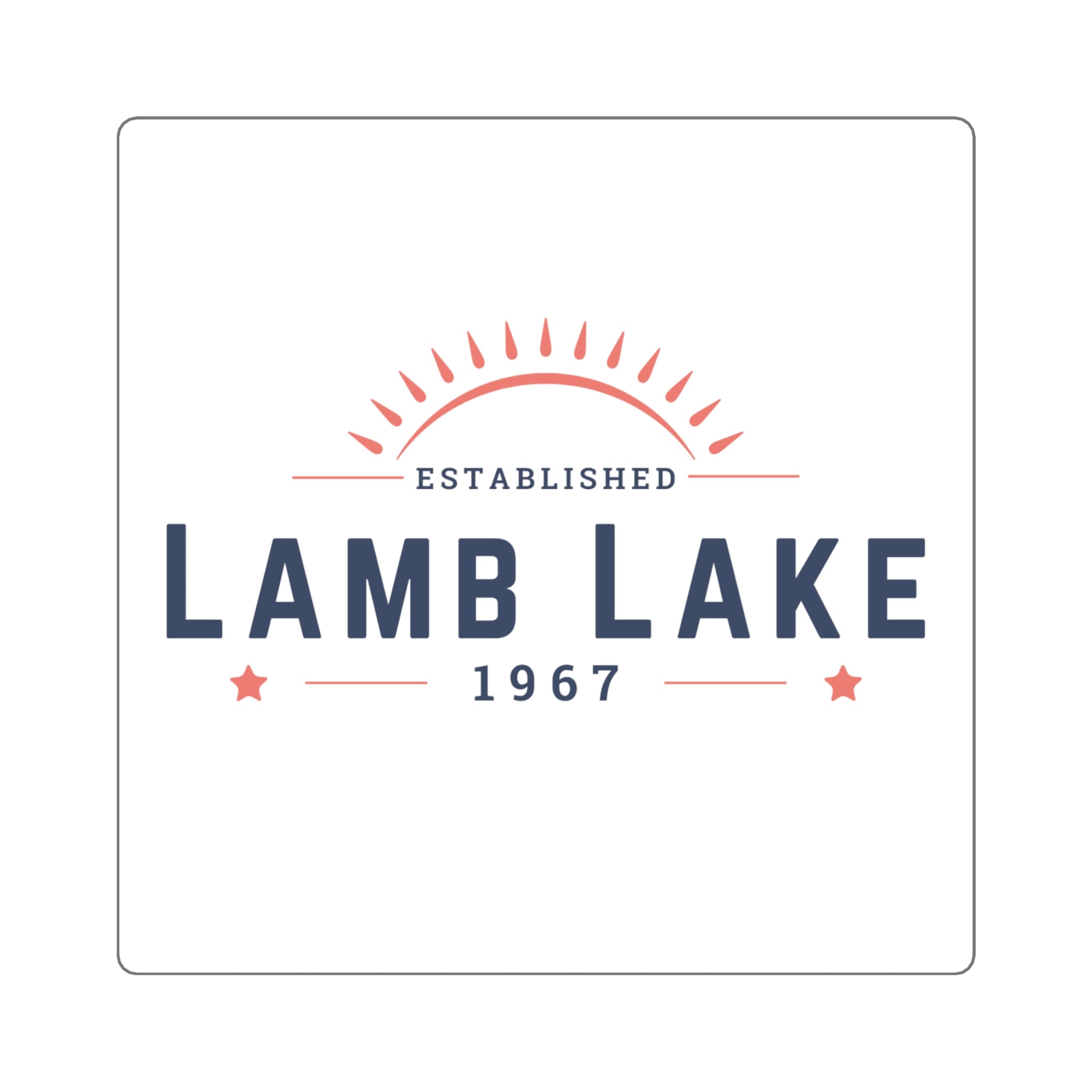 Lamb Lake Established 1967 Square Sticker — Vintage Lakeside Decal