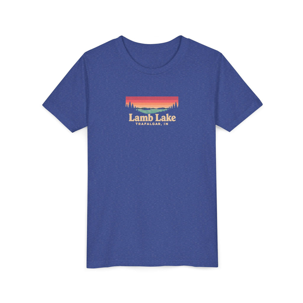 Youth Tee — Lamb Lake Retro Sunset Graphic
